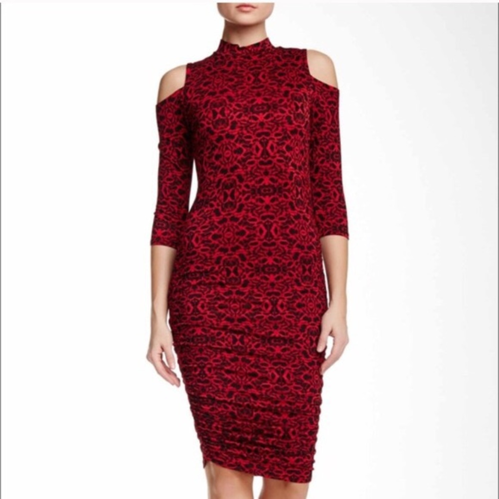 Jessica Simpson Mock Neck Cold Shoulder Dress